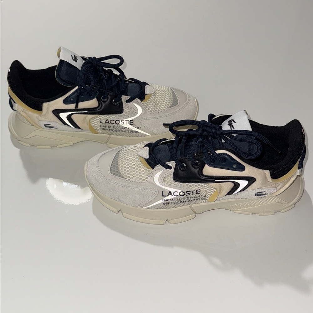 Lacoste L003 Neo Textile Sneakers 745SMA00012G9 Off White/Black Size 12 Men's